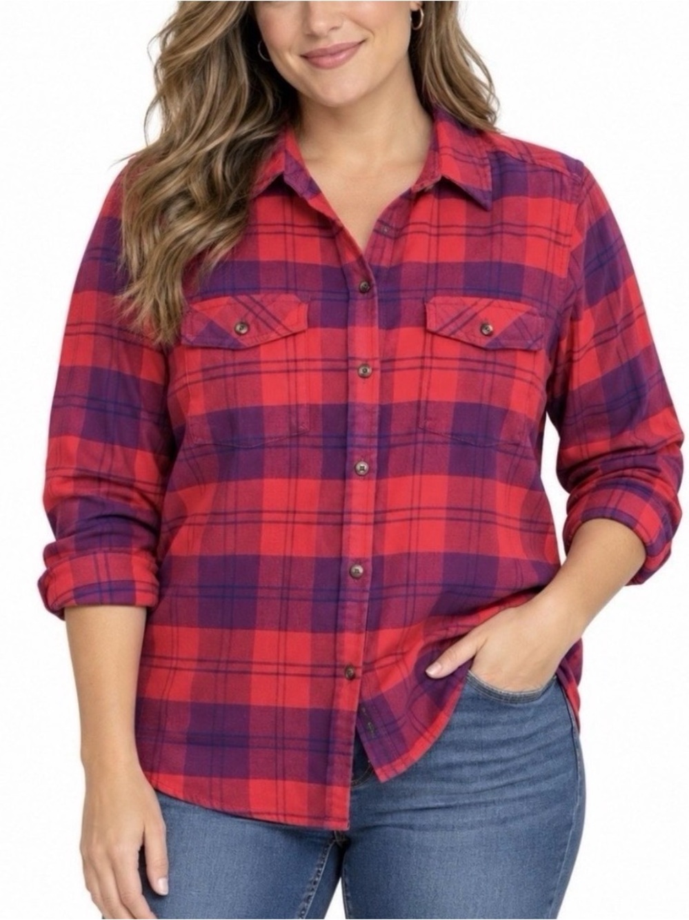 L.L. Bean Whisper Lodge Plaid Flannel Button Down XS Lumberjack Fall Cozy